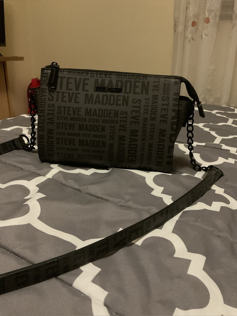 Steve Madden Black Logo Crossbody Bag